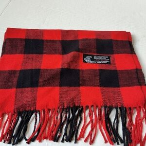 Italy Design Cashmere Blend Red And Black Buffalo Plaid Scarf